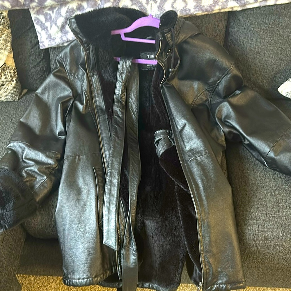 Leather Hooded Coat